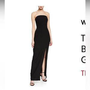 WAYF the Mills Strapless Bonded Bodice Column Gown Dress Maxi Long Thigh Slit